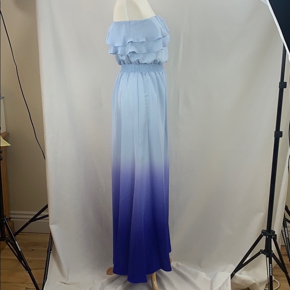 JAYGODFREY 💯% Silk Off-Shoulder Maxi, Lapis Blue Ombré, Size 10, NWT - Picture 6 of 8